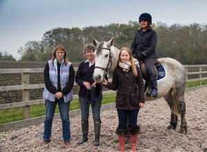 Volunteer Jill on Alfie with Sue & Verena (Admington Fun Ride) & Katy from Zurich